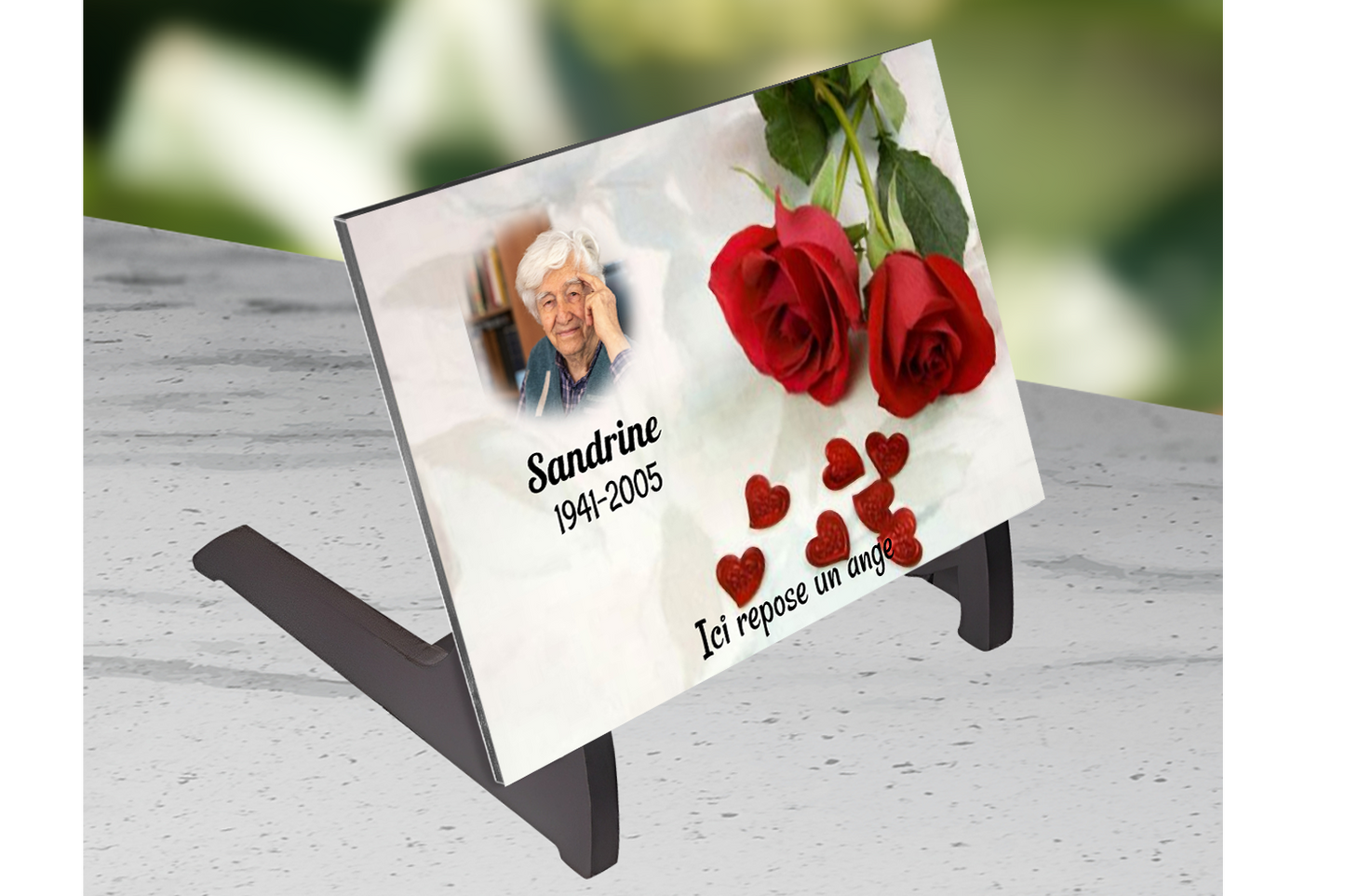 Plaque Funéraire Roses Rouges