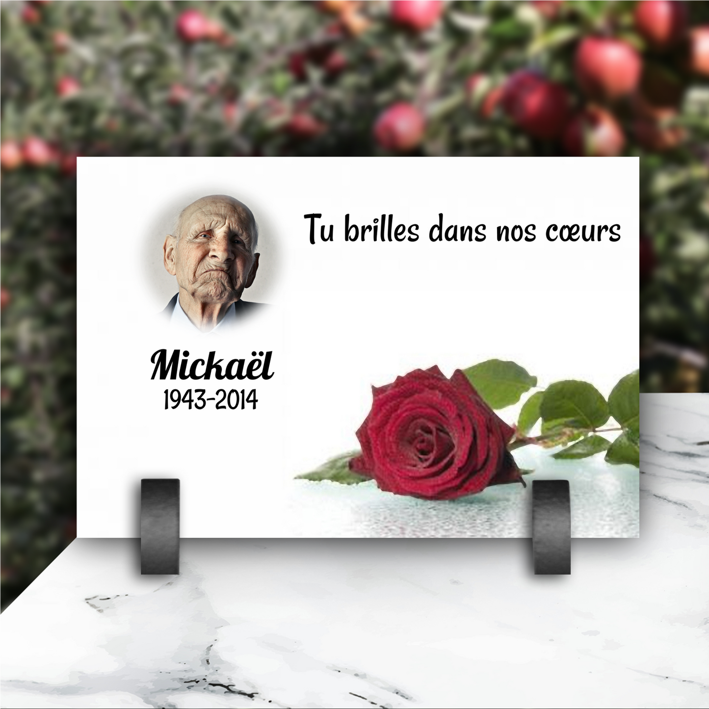 Plaque Funéraire Rose