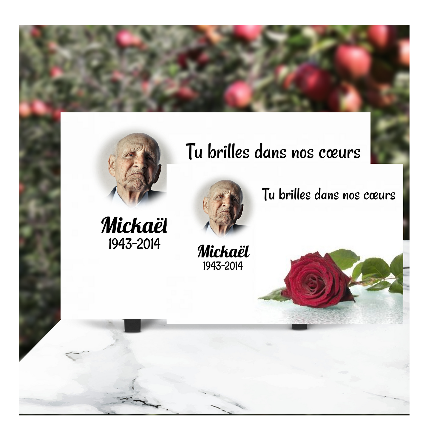 Plaque Funéraire Rose