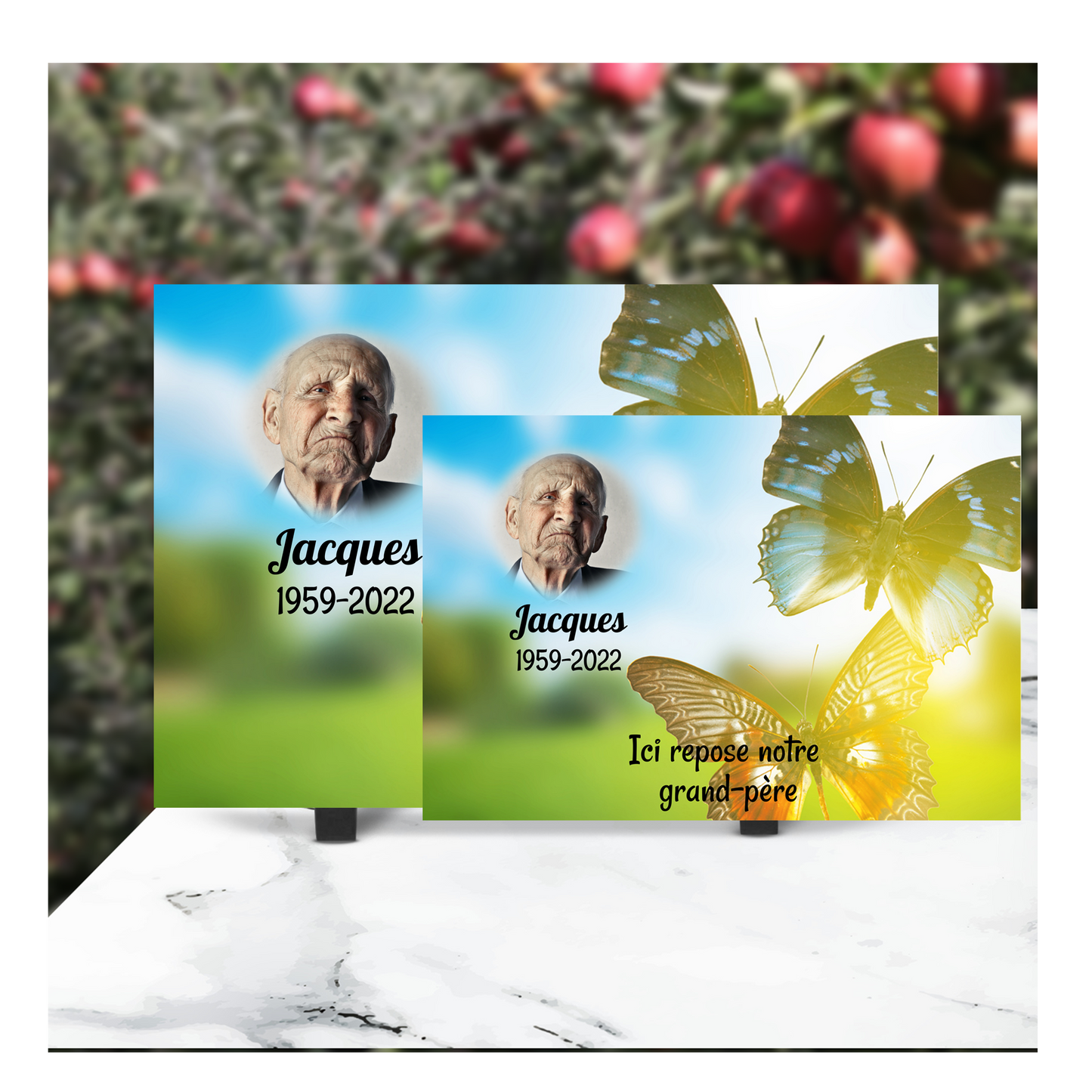 Plaque Funéraire Vol de Papillons
