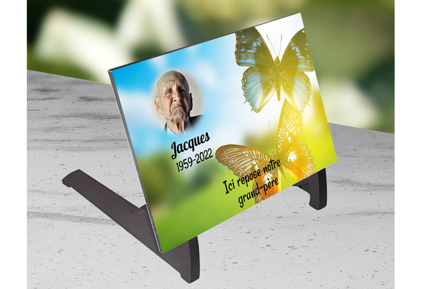 Plaque Funéraire Vol de Papillons