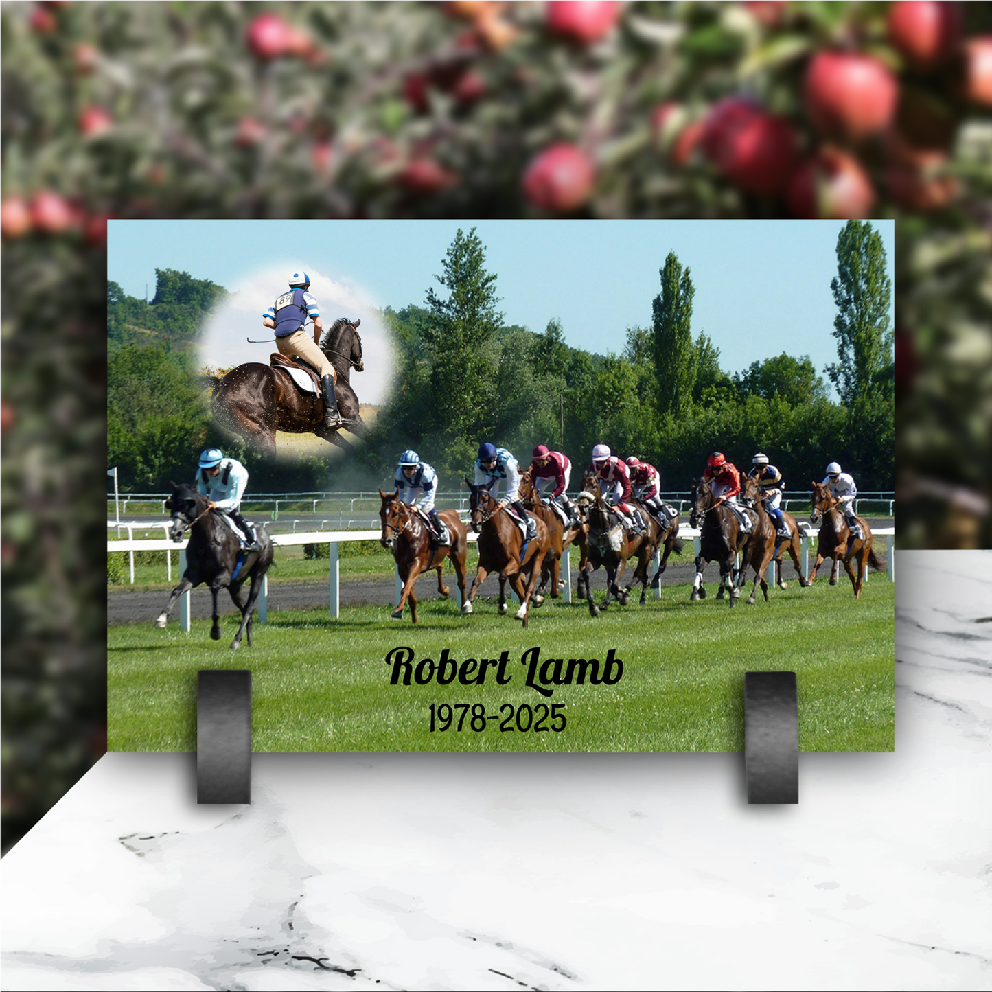 Plaque Funéraire Course Hippique