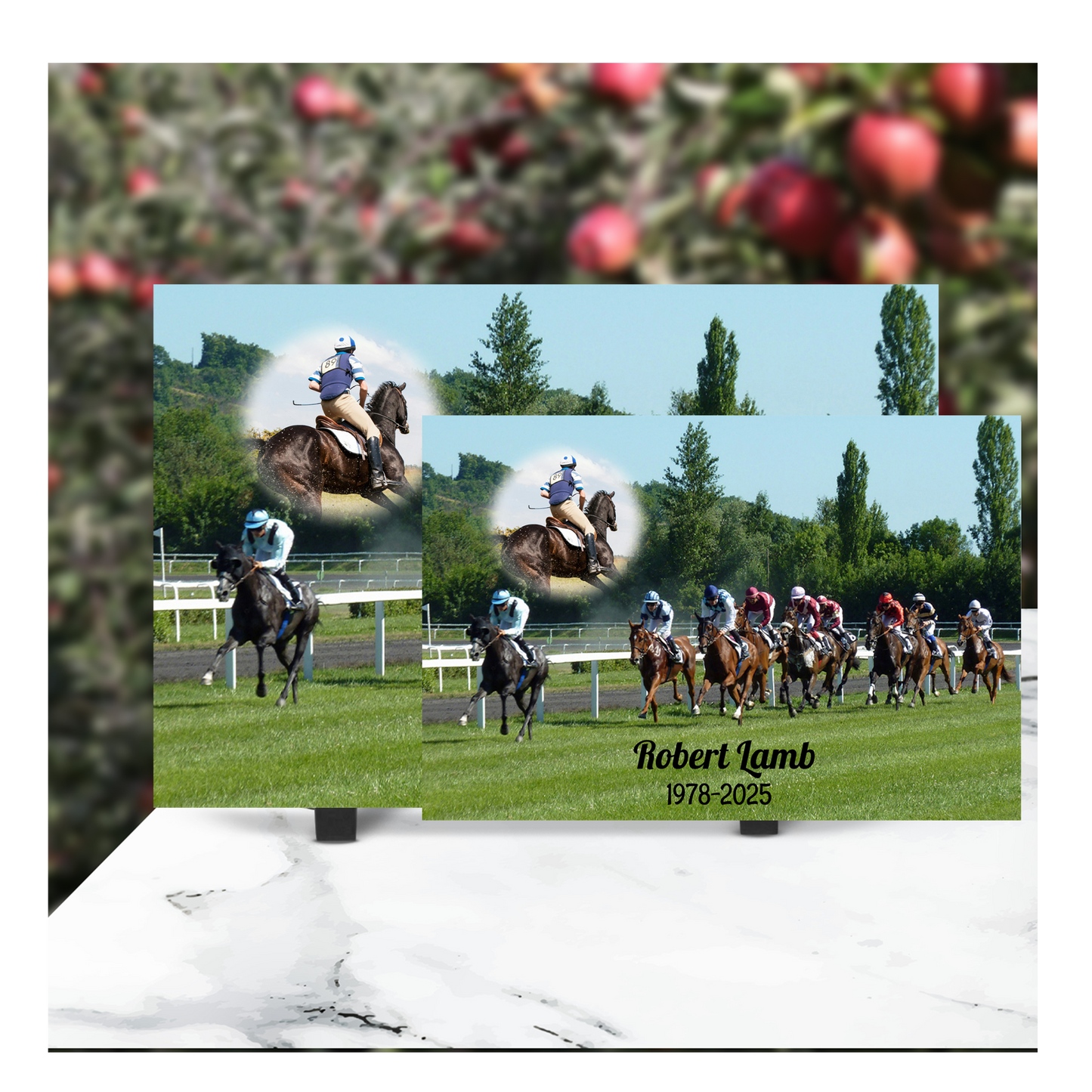 Plaque Funéraire Course Hippique