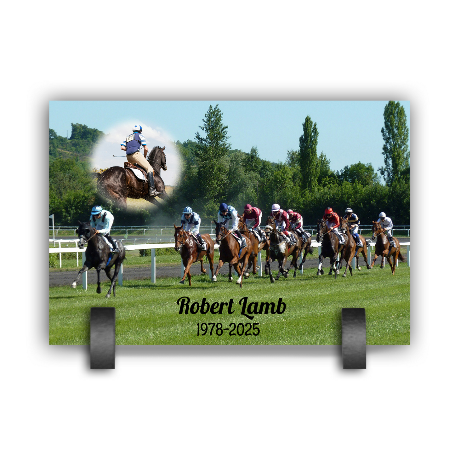 Plaque Funéraire Course Hippique
