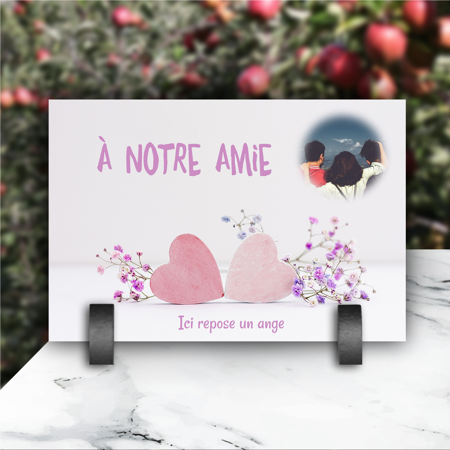 Plaque Funéraire 2 Cœurs