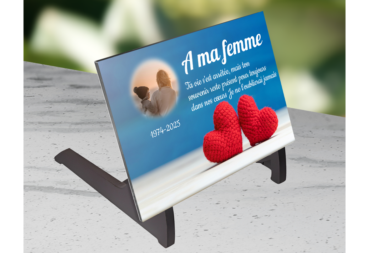Plaque Funéraire 2 Cœurs
