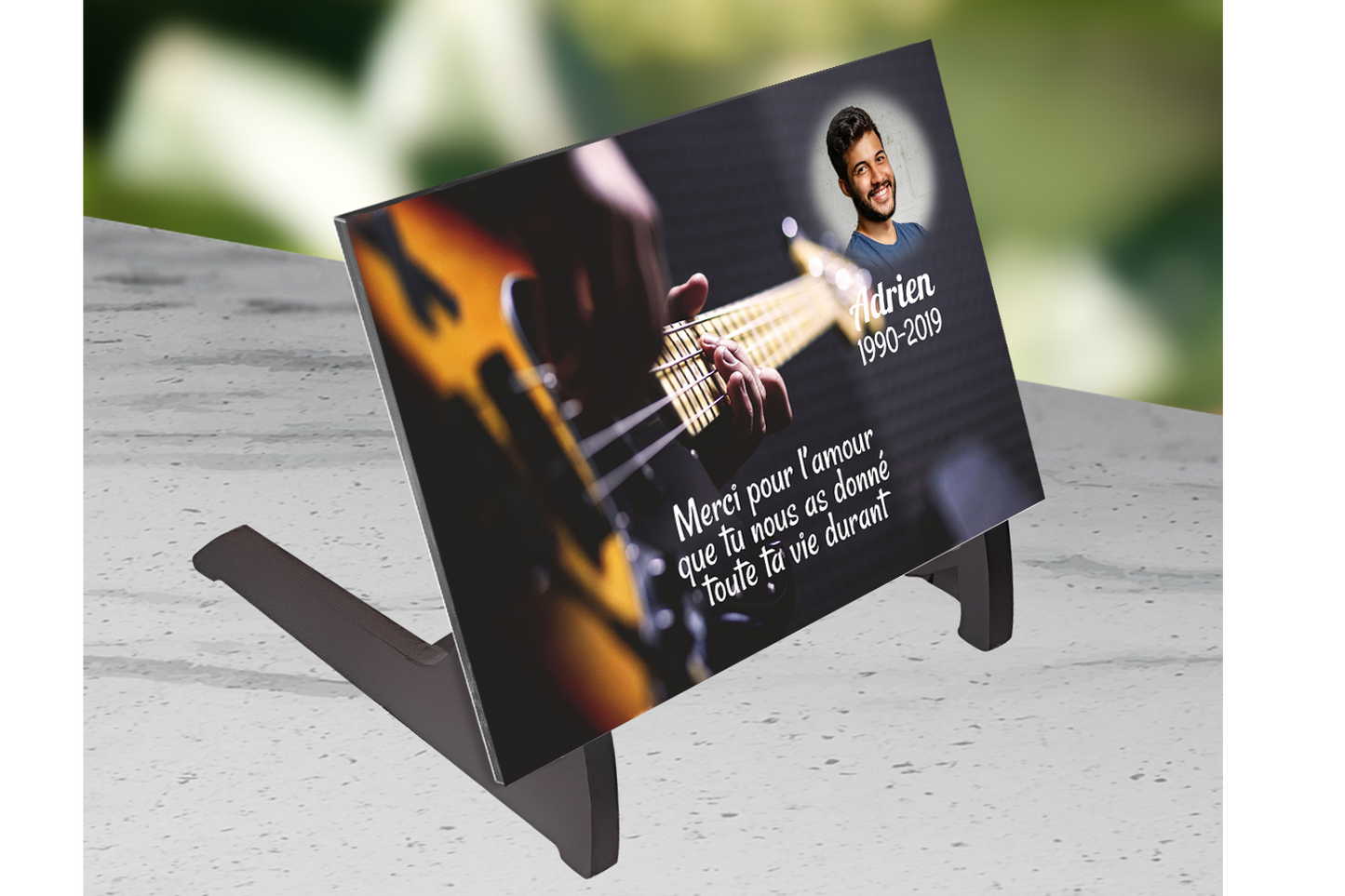 Plaque Funéraire Guitare Basse