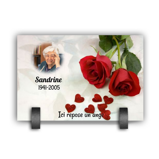 Plaque Funéraire Roses Rouges