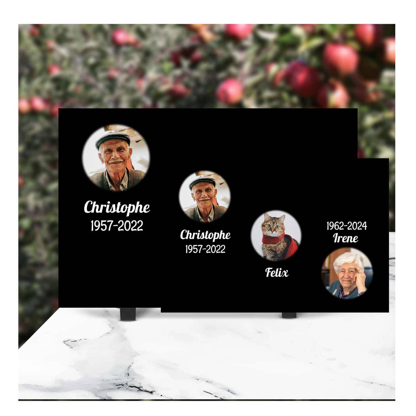Plaque Funéraire Trio Souvenir