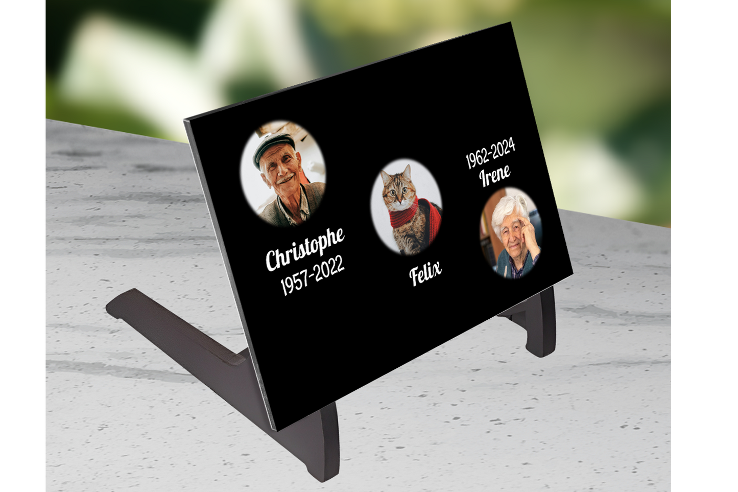 Plaque Funéraire Trio Souvenir