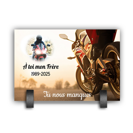 Plaque Funéraire Moto de Course