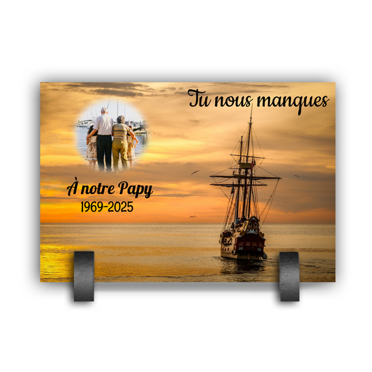 Plaque Funéraire Bateau en Mer