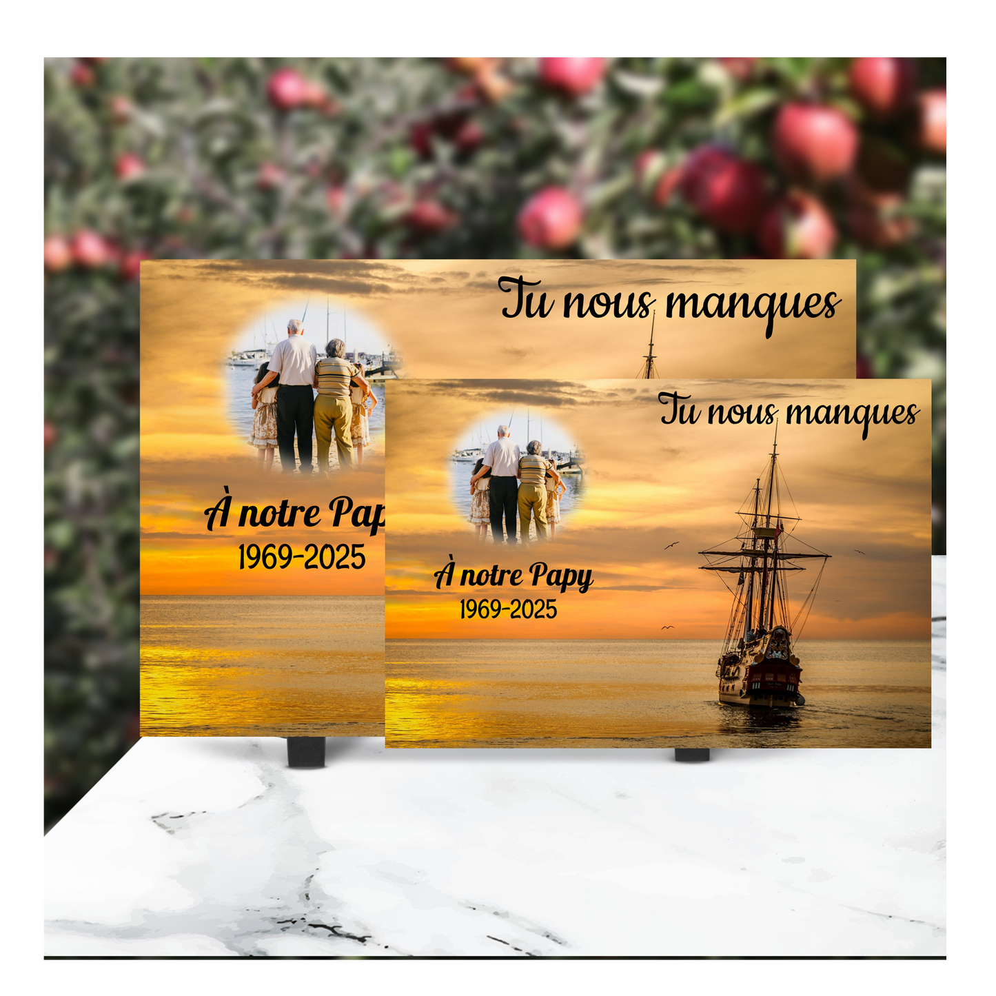 Plaque Funéraire Bateau en Mer