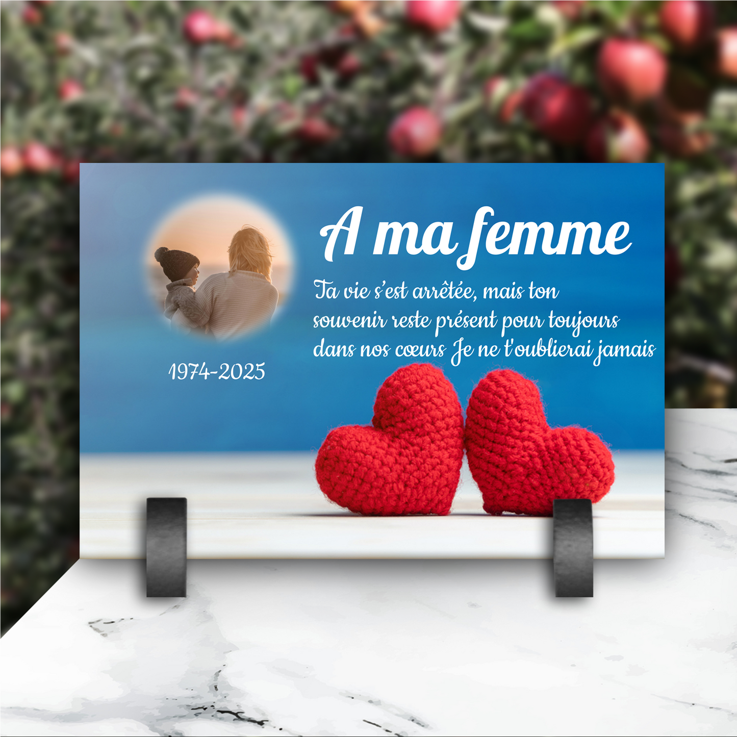 Plaque Funéraire 2 Cœurs
