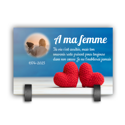 Plaque Funéraire 2 Cœurs