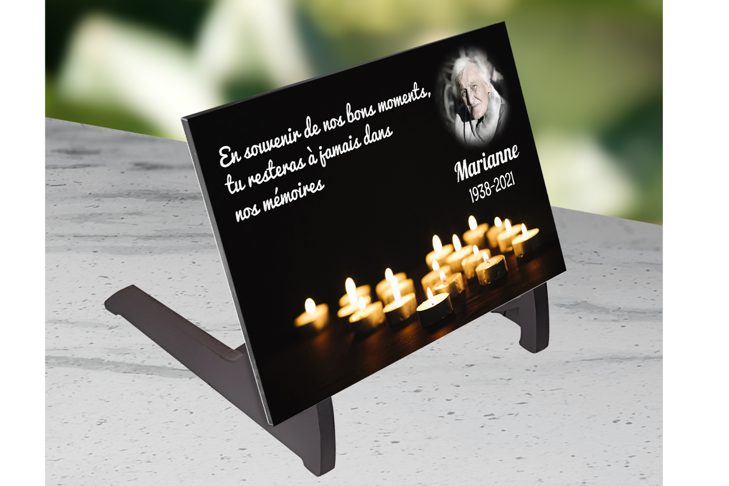 Plaque Funéraire Bougie Lumineuse