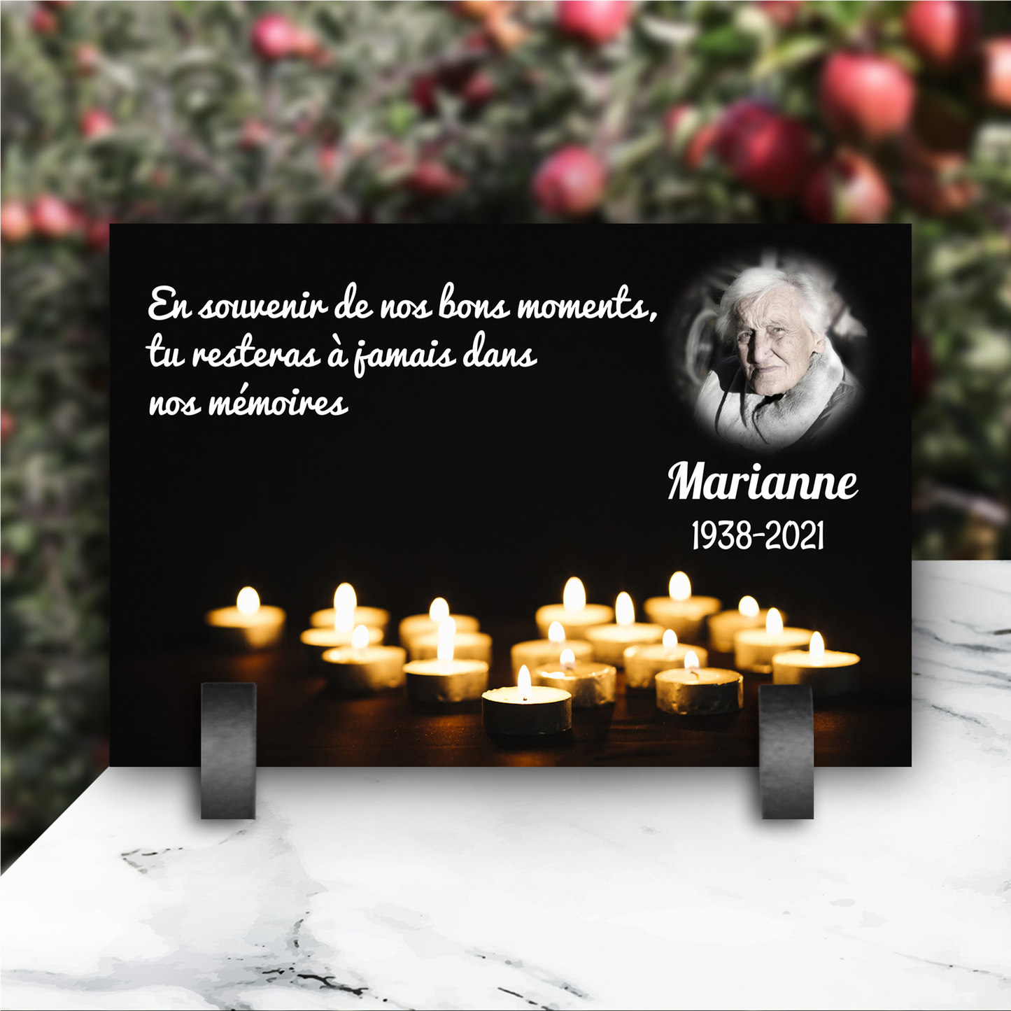 Plaque Funéraire Bougie Lumineuse