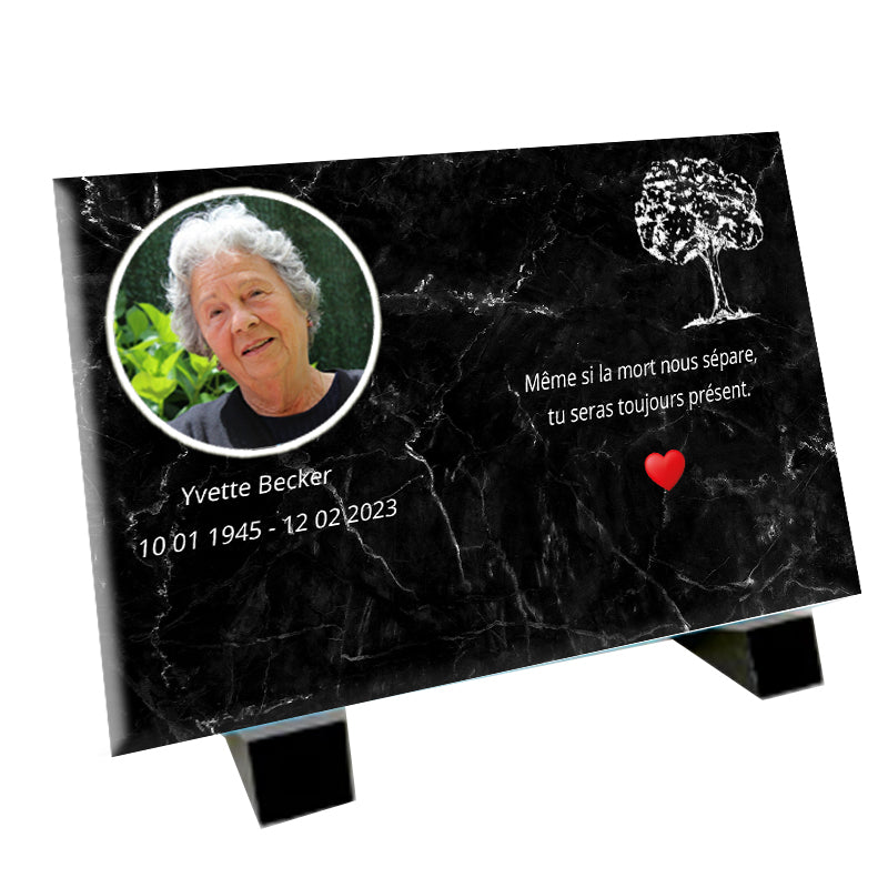 Plaque funéraire avec médaillon photo et arbre de vie - les plaques des petits anges