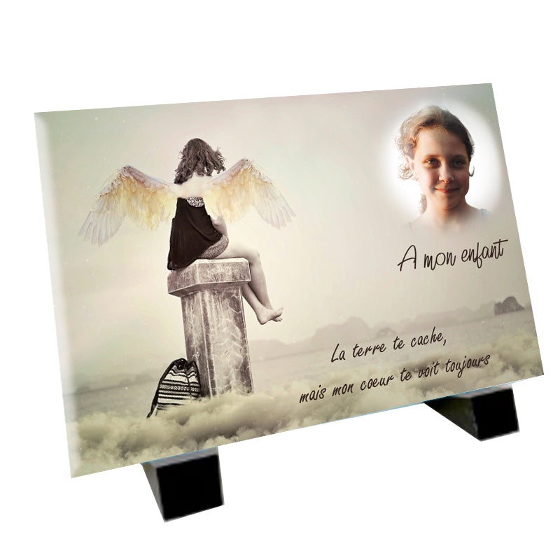 Plaque funéraire avec ou sans photo - modèle bougie - Offre spéciale - -  Boutique Petits Anges