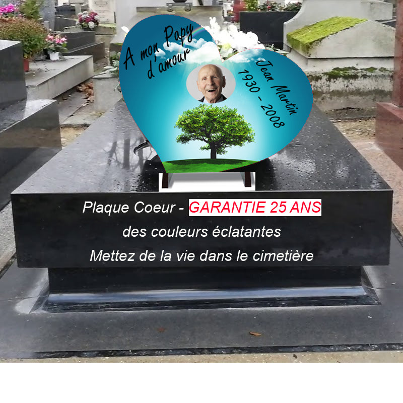 Plaque funéraire coeur "arbre de vie" | lesplaquesdespetitsanges.com