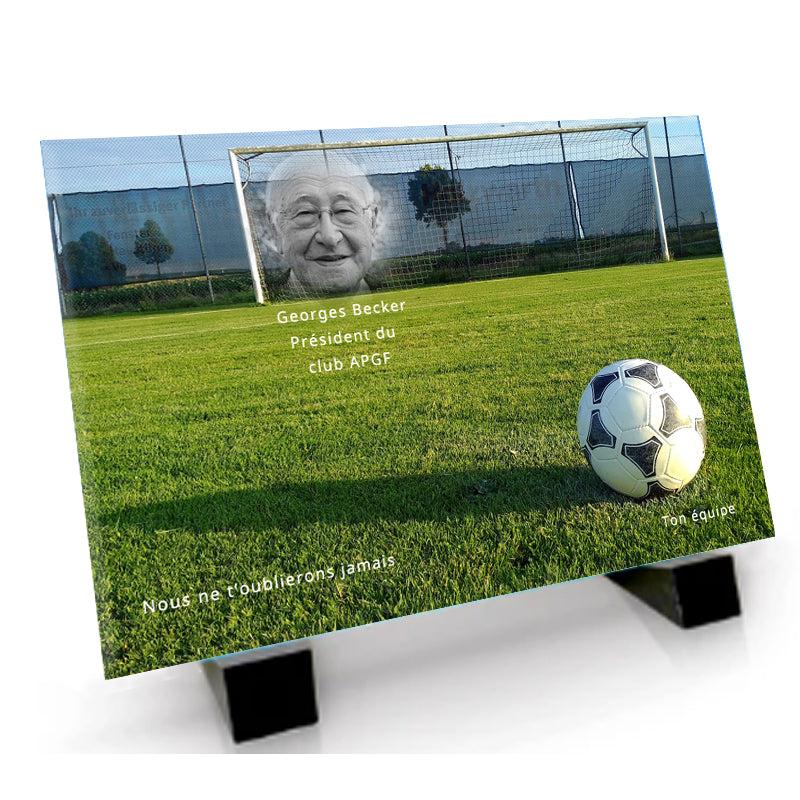 Plaque funéraire Football avec photo à personnaliser - Offre spéciale -80%