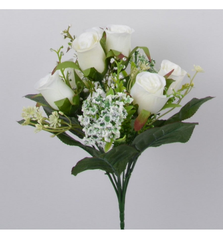 bouquet de rose blanche et graminée