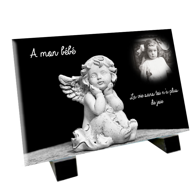 Plaque funéraire avec ou sans photo - modèle bougie - Offre spéciale - -  Boutique Petits Anges